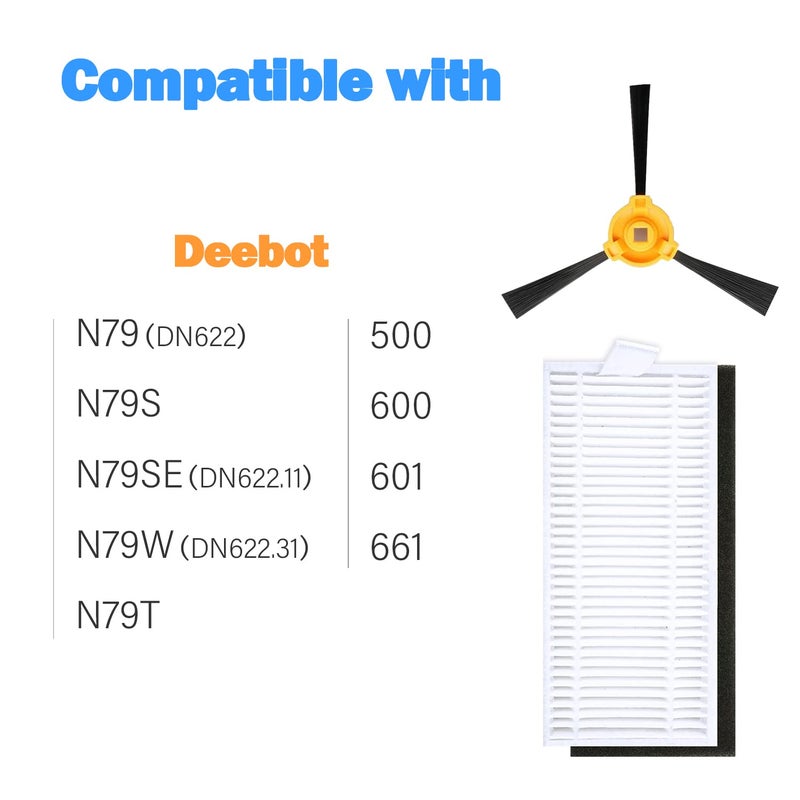 BBT BAMBOOST Replacement Parts Fit for EcoVacs DEEBOT N79S, N79,500,N79W, 600, 601, 661 Robotic Vacuums Accessories (Filters, Side Brushes) - Image 2